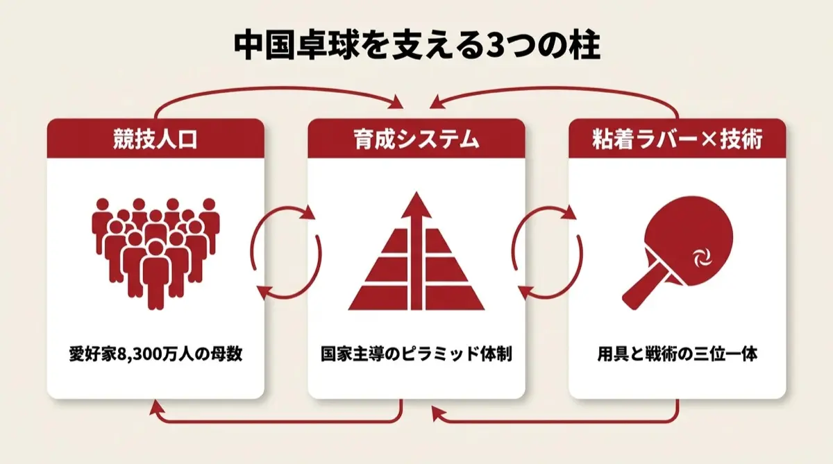 中国卓球を支える3つの柱
