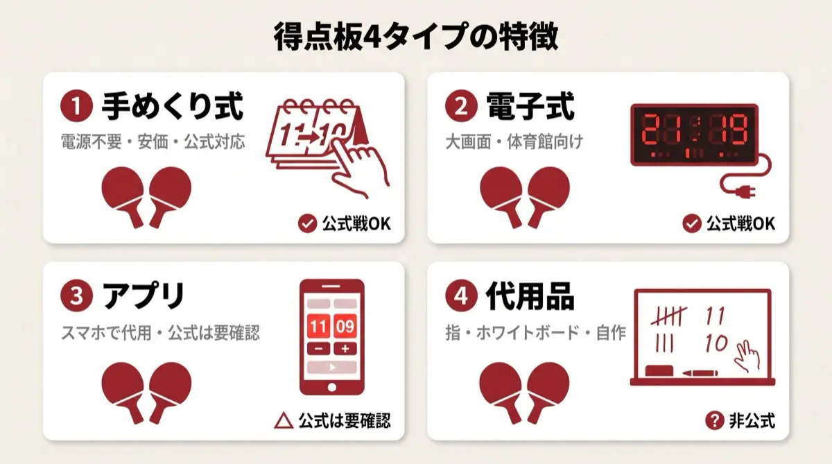 得点板4タイプの特徴