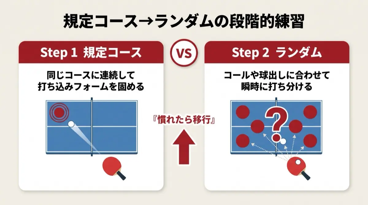 規定コース→ランダムの段階的練習