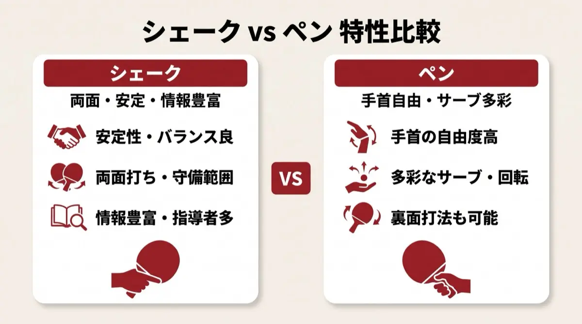シェーク vs ペン 特性比較