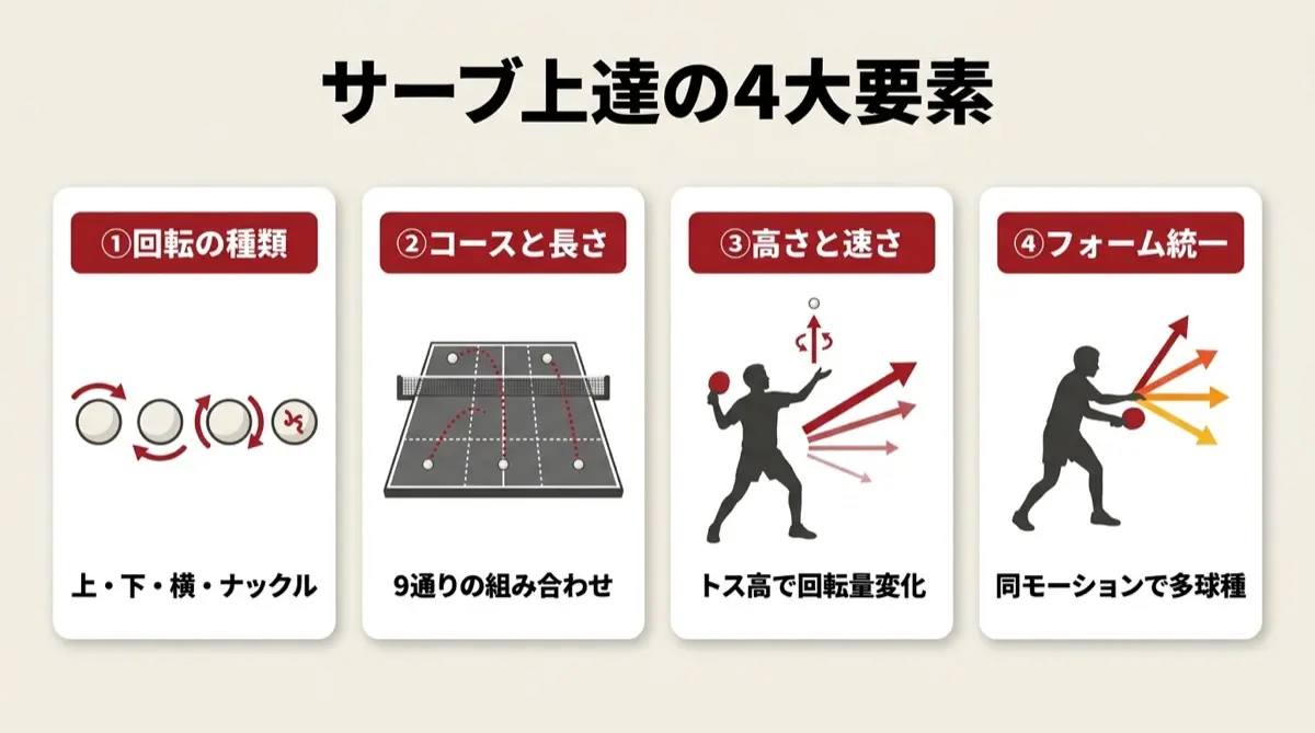 サーブ上達の4大要素