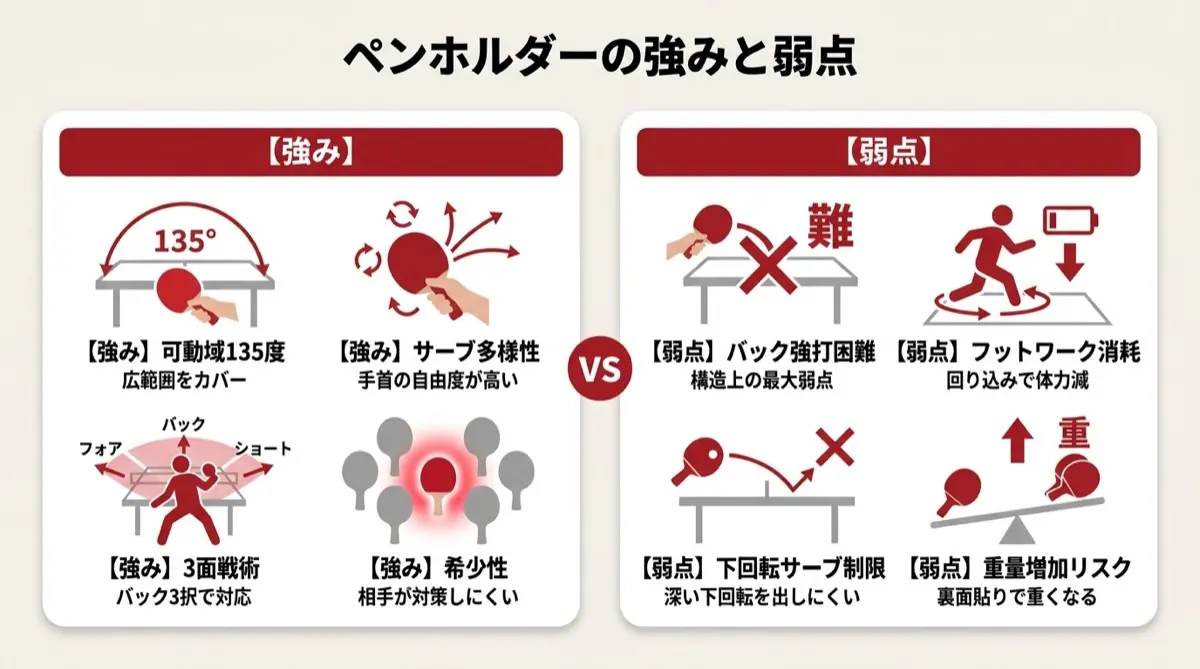 ペンホルダーの強みと弱点